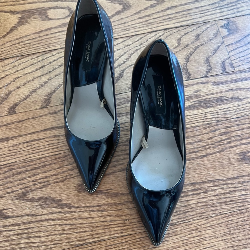 Zara Black Patent Leather Heels